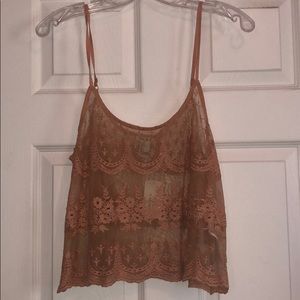 Peach Lace Tank Top